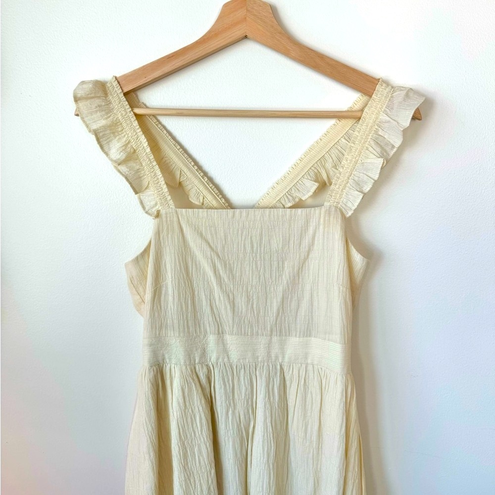 Madewell Cream Ruffle Mini Apron Dress